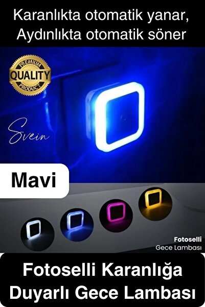 Svein Fotoselli Gece Lambası Karanlıkta Otomatik Yanıp Sönen Aydınlığa Duyarl...