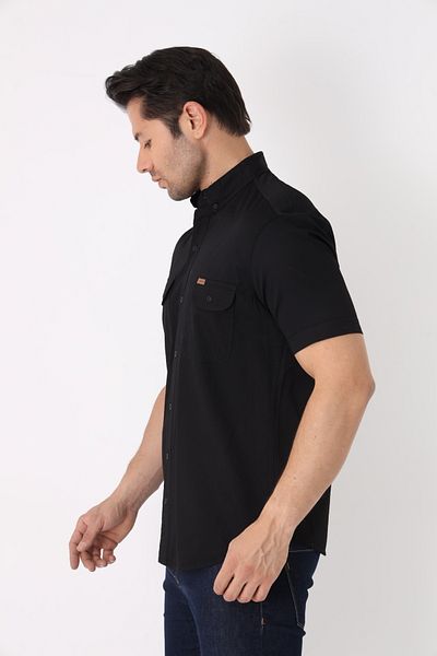 Cordial Men's Cotton Regular Fit Summer Pen Holder Detailed Double Pocket Flap Shirt