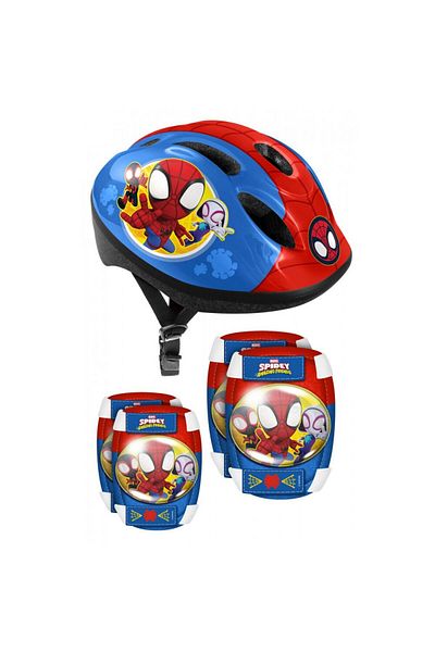 SPIDERMAN Children's protective set, helmet, knee pads and elbow pads, multicolor, 3-6 years, Spidey