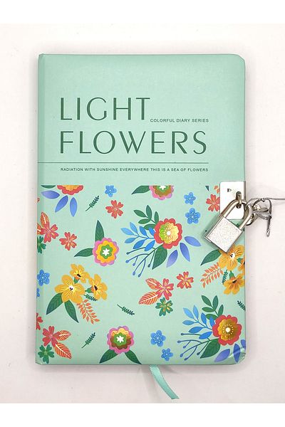 Limmy Flowers Scrapbook (Daily) Locked Notebook 80 Sheets - Green