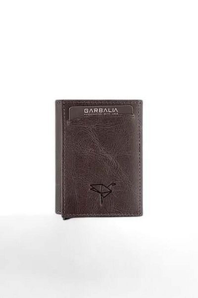 Garbalia Bryant Leather Mechanismed Men's Card Holder-Gray