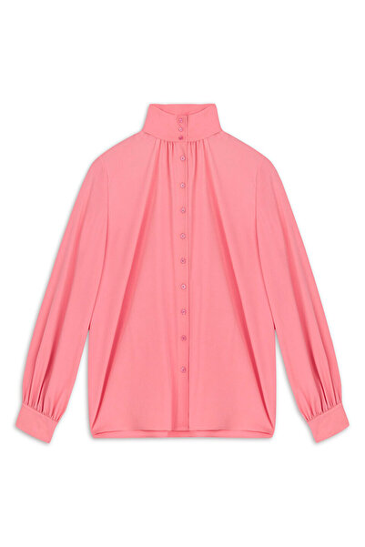 Machka Yüksek yaka ipek gömlek