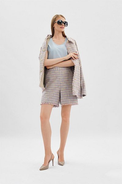 Escada Sport Tassel Short Length Tweed Shorts with Leg Pockets