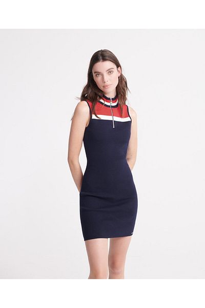 SUPERDRY Rochie Mini Edit Zip Knit Albastru