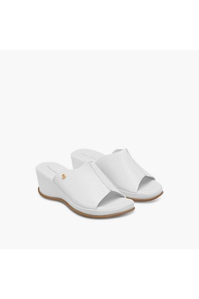 Paprika Textured Slip-On Sandals with Wedge Heel