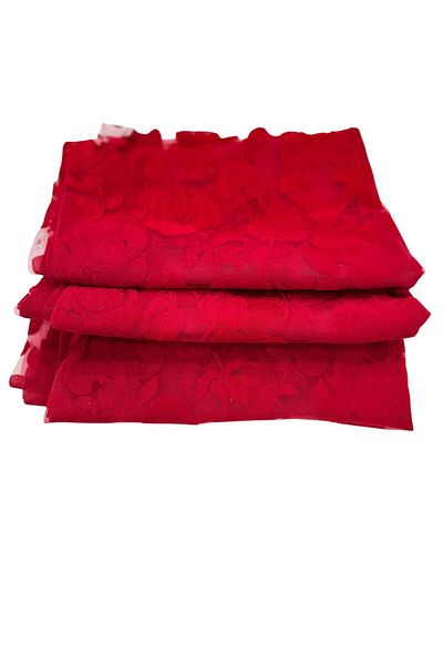 Esterella Embossed Rose Pattern Dream Tulle / Red Dream Tulle / Patterned Dream Tulle Width : 140 cm