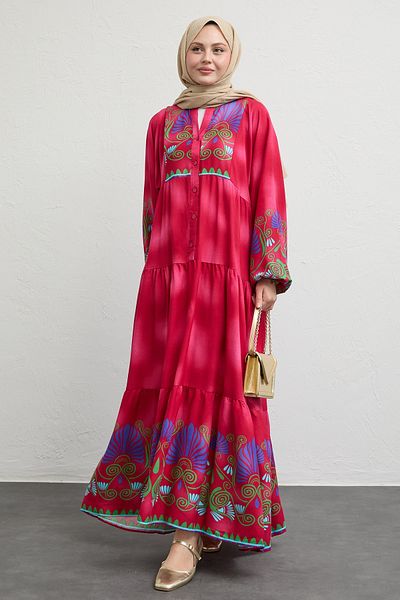 InStyle Smoked Fuchsia Casual Dress with Placket