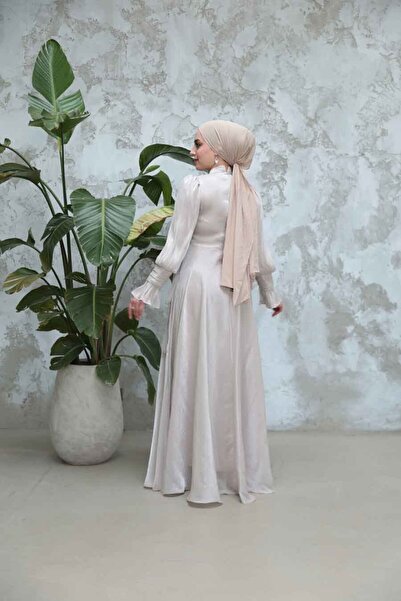 Neva Style Lacing Detailed Stone Hijab Evening Dress 48051Tas