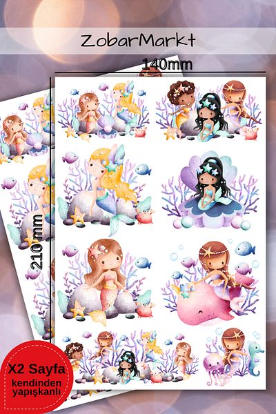 ZobarMarkt ONLINE MARKETING Mermaid Mermaid Sticker Set4