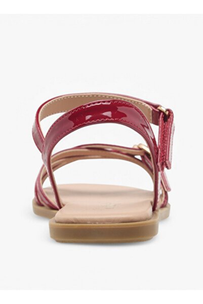 Little Missy Buckle Detail Flat Sandals with Hook and Loop Closure