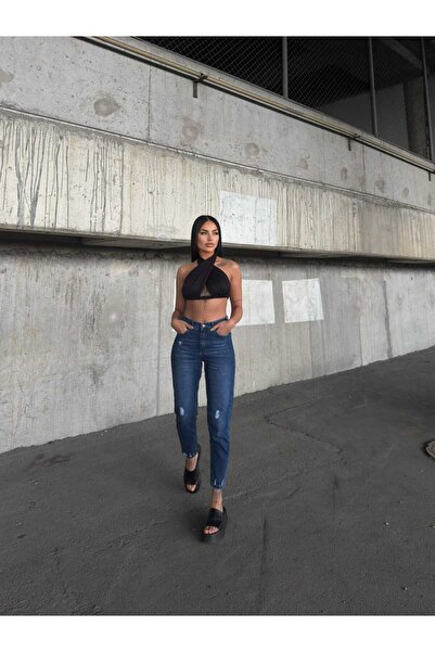 Pelin Jeans JEANS MOM CU DETALII RUPTE CU TALIE ÎNALTĂ