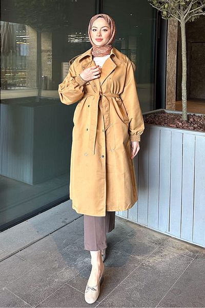 Oven Camel Ella Trench Coat - Λεπτομέρεια Snap Fastener