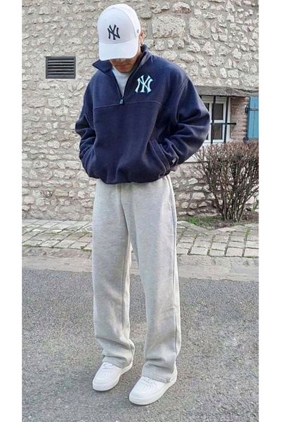 Tarz Cool Ανδρικά φαρδιά Palazzo Cozy Clothing Φούτερ Γκρι
