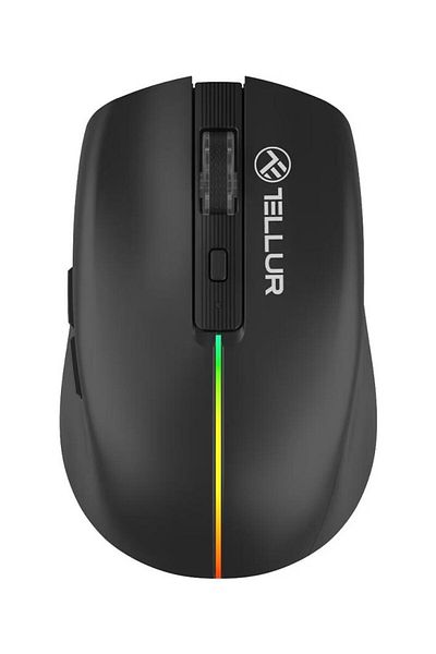 TELLUR Mouse wireless Tellur Silent Click, USB, iluminare RGB, 1600 DPI, Negru