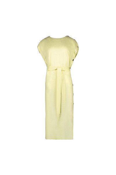 Escada Sport One Side Button Detailed Lined Belted Midi Length Linen Dress