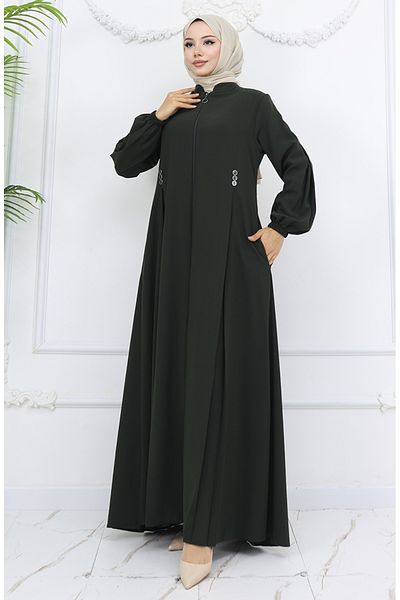 sefamerve Λεπτομέρεια με κουμπιά με φερμουάρ Ferace 6203-03 Khaki