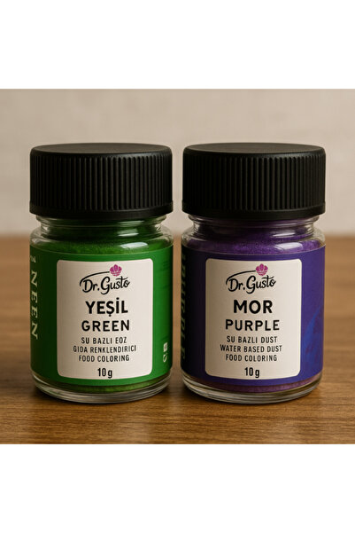 Dr. Gusto Su Bazlı Toz Gıda Boyası 2 li Set Mor Yeşil 10 gr