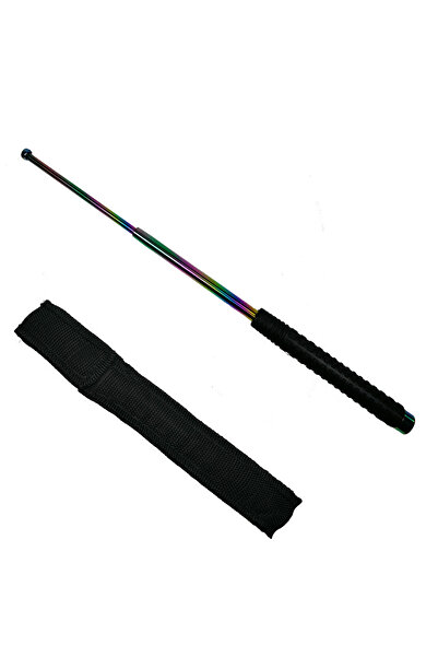 Depox Teleskopická ocelová hůl, duhová, 66 cm, 3 díly, dárková taška