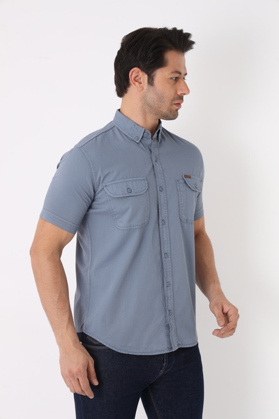 Cordial Чоловіча бавовняна сорочка Regular Fit з літнім кроєм, з подвійними кишенями та клапанами