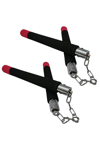 Depox Set de două nunchaku IdeallStore®, Training Ground, burete, antrenament, 30 cm, negru