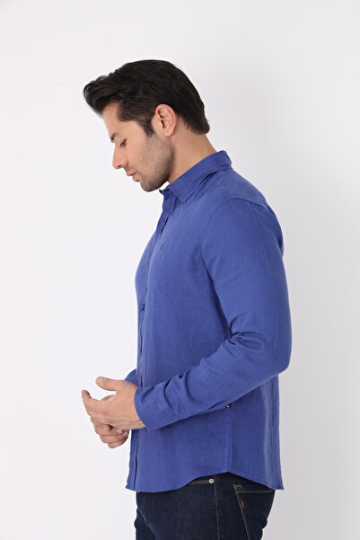 Cordial Чоловіча сорочка з 100% льону, прямий крій, довгі рукави