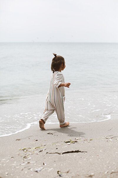 Catz Kids Colorful Thin Thick Striped Linen Short Sleeve Pocket Jumpsuit