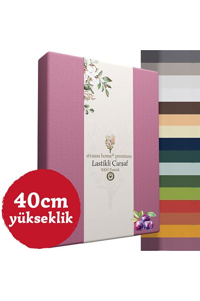 Strauss Home Premium 40cm High Bed Elastic Combed Cotton Sheet 100% Cotton 150Gr/M2 Oeko Tex