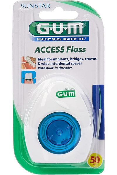 GUM Access Floss Dental Floss-Extra-thick spongy brush section-Removes Plaque