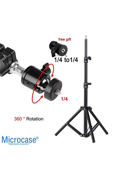 Microcase Taşınabilir Projeksiyon Cihazı Vb 1/4 Vida Girişli 2.1 mt Eğim ve Açı Ayarlamalı Tripod - AL5173