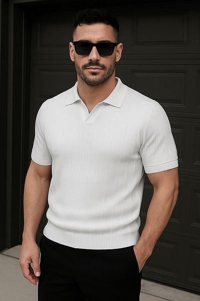 Delpino Πλεκτό Polo Neck Ανδρικό βαμβακερό T-shirt