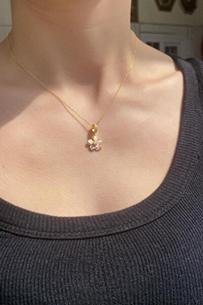 Spossy Silver Jewelry Mineli Manolya Çiçek Kolye