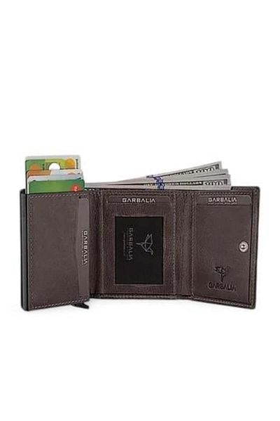 Garbalia Bryant Leather Mechanismed Men's Card Holder-Gray
