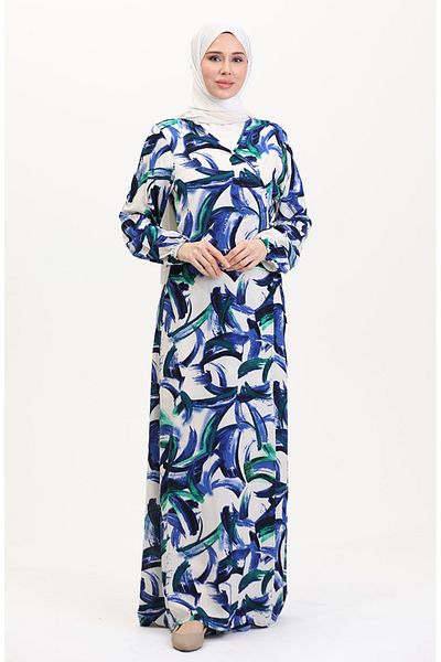 sefamerve Rochie de rugăciune cu cravată laterală Albastru Verde 4483AH-05