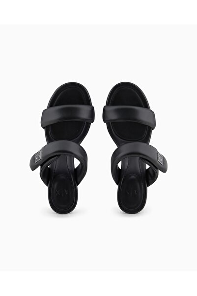Armani Exchange Kadın Dolgulu Çift Kayışlı Logo Desenli Siyah Terlik Xdp060 Xv926-00002