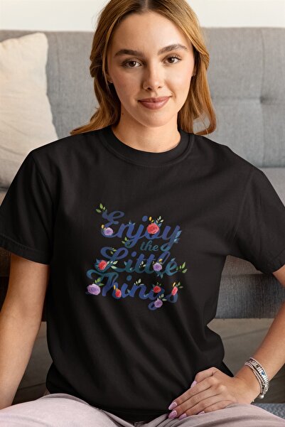 Butik تي شيرت نسائي/رجالي 100% قطن استمتع بأشياء صغيرة مطبوعة برقبة دائرية وأ...