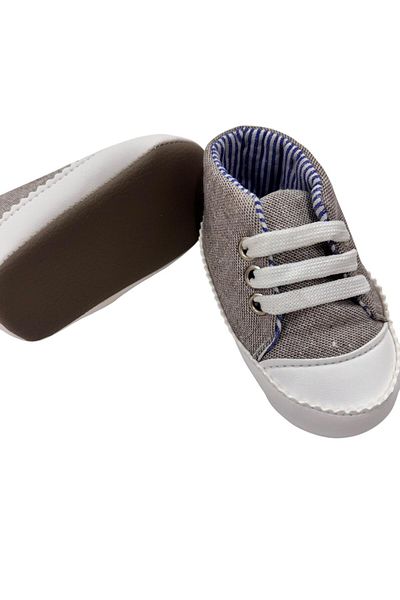 Esterella Striped Lined Baby Shoes / Lace-Up Soft Non-Slip Sole Moccasin / First Step Baby Shoes