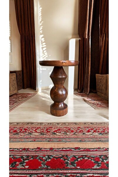 Simillo Home&Living WOOD Wooden Ahşap Tekli Mantar Yan Sehpa Modern Kestane R...