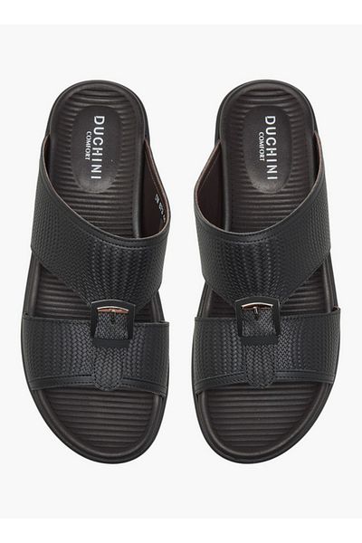 Duchini Men's Buckle Accent Slip-On Arabic Sandals
