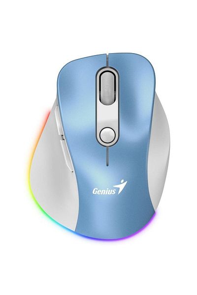 GENIUS Mouse Wireless Genius Ergo 9000S Pro, Bluetooth, 2400 DPI, reîncarcabil, RGB (Albastru)