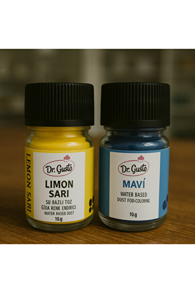 Dr. Gusto Su Bazlı Toz Gıda Boyası 2 li Set Limon Sarı Mavi 10 gr