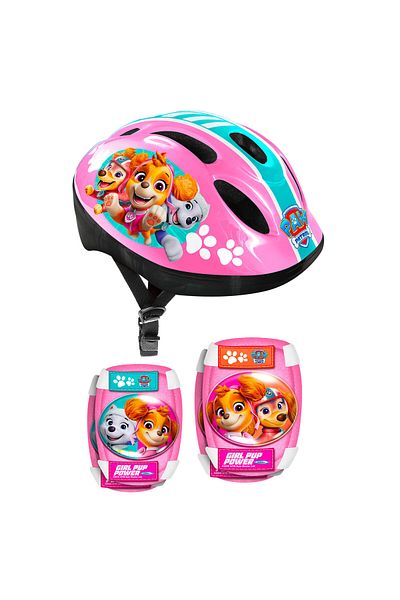 PAW PATROL Protective set for children, helmet, knee pads and elbow pads, pink, 3-6 years, Paw Patrol