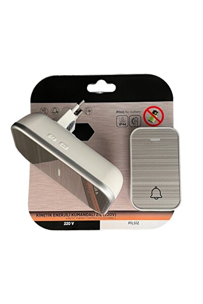 Ucuz Geldi Kinetik Enerjili Kapı Zili Pilsiz Şarjsız Kablosuz Fişi Prize Tak Çalıştır Cata Kumandalı Zil Gümüş