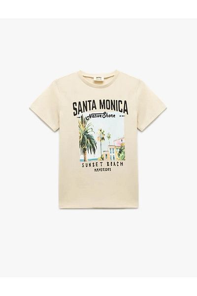 Koton Printed Crew Neck Short Sleeve Cotton T-Shirt