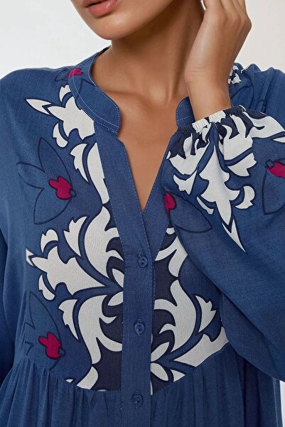 Hiccup Rochie maxi din vascoza cu maneca lunga imprimata