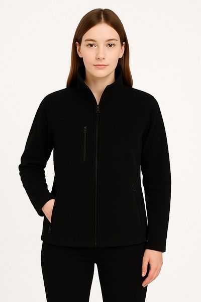 KaeLaurean Women's Black Anti-Pilling Non-Pilling Standard Fit Stand Collar Cold Proof Fleece