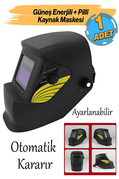 Badem10 Kolormatik Ayarlanabilir Güneş Enerjili Pilli Otomatik Kararan Baş Kaynak Maskesi Siperlik Gözlüğü