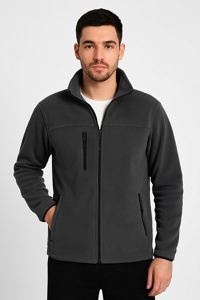 KaeLaurean Men's Anti-Pilling No Pilling Standard Fit Stand Collar Cold Proof Three Pocket Zipper Fleece