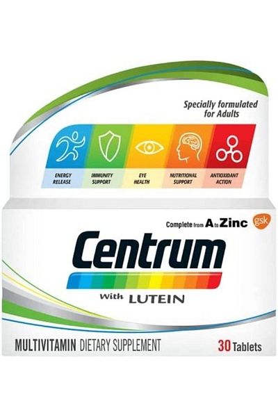 Centrum مكملات الزنك مع اللوتين 30 قرصًا