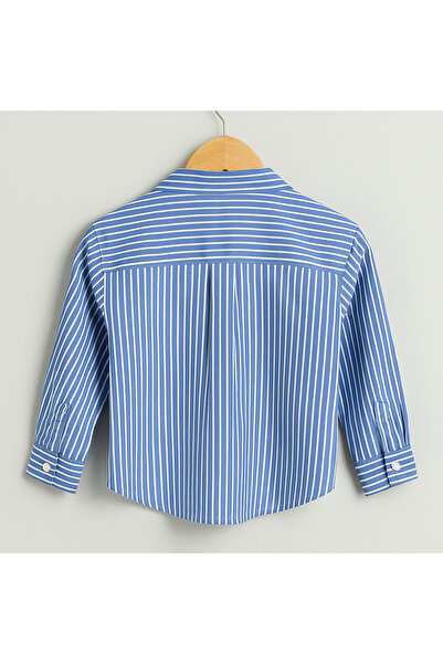 DUBAİ ÇOCUK Kız Çocuk Pembe Çizgili Gömlek Beyaz Crop Kombinli