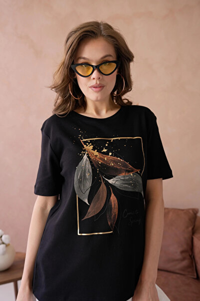 Park Karon okrugla kragna List Štampano Osnovni T-shirt